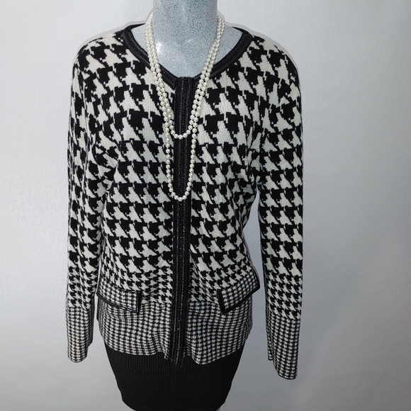 Basler knit Cardigan Black/White Size 44 or 16/18 - Picture 2 of 16